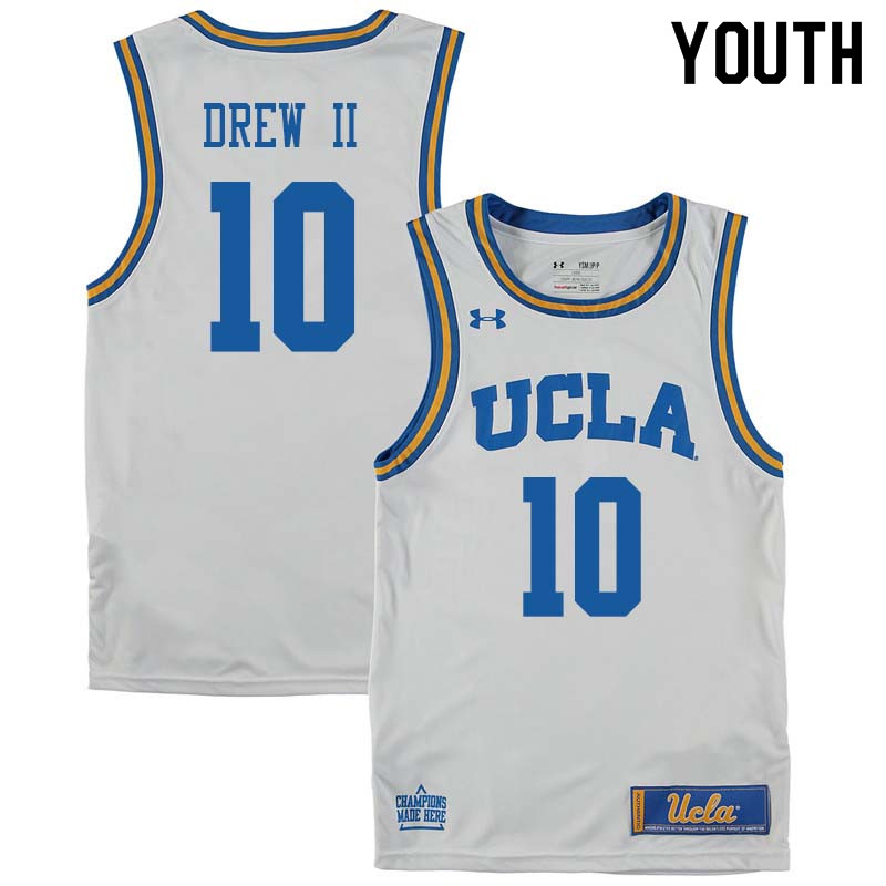 Youth #10 Larry Drew II UCLA Bruins College Basketball Jerseys Sale-White - Click Image to Close